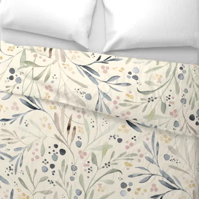 Spoonflower Long Leaves-jumbo On Cream Wide Cotton Sateen 3.5 oz 26" X 20" Standard Knife Edge