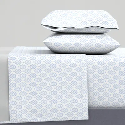 Spoonflower Lotti Half Shade Blue And White Queen Sheet Set