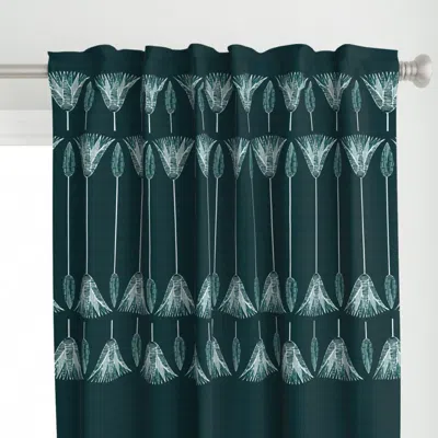 Spoonflower Lotus Deco-night Teal Curtain Panel