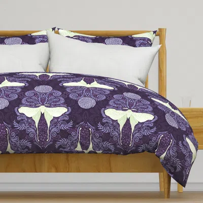 Spoonflower Luna Moon Moth Damask On Duvet Cover