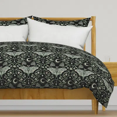 Spoonflower Luna Moth Damask Moon Flowers Duvet Cover