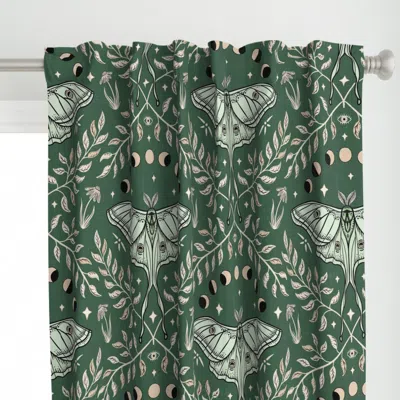Spoonflower Luna Moths Damask With Curtain Panel