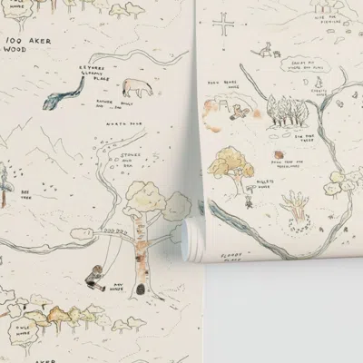 Spoonflower (l)vintage 100 Acre Wood Winnie The Pooh Classic Sketch Nursery Performance 2' X 12' In Animal Print