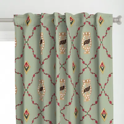 Spoonflower Lyre Trellis Large Green Curtain Panel