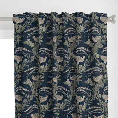 Spoonflower Lyrebird Garden Prussian Curtain Panel