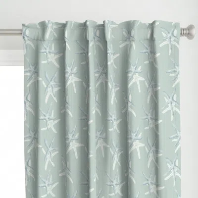 Spoonflower (m) Coastal Starfish In Curtain Panel In Green