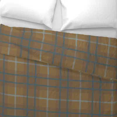 Spoonflower M Golden Brown 8a6f48 Plaid Medium Wide Cotton Sateen 3.5 oz 26" X 20" Standard Knife Edge