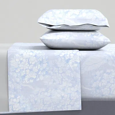 Spoonflower M Layered Hydrangea Flowers Climbing In Soft Monochromatic Periwinkle Blue Queen Sheet S