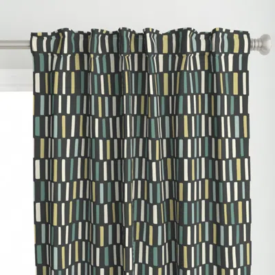 Spoonflower (m) Mod Bars - Matt Green Curtain Panel