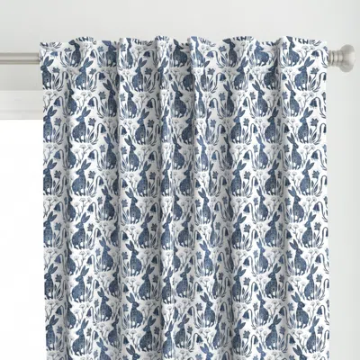 Spoonflower (m) The Hare In The Curtain Panel In Blue