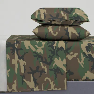 Spoonflower M81 Woodland Camo Full Sheet Set