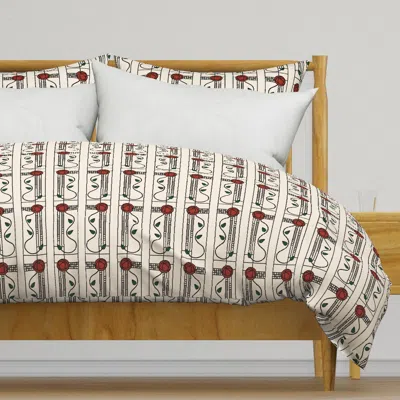 Spoonflower Mackintosh Glasgow Rose (tan) Duvet Cover