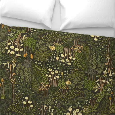 Spoonflower Macro Moss With Fairyflies - Large Wide Cotton Sateen 3.5 oz 26" X 20" Standard Knife Edge
