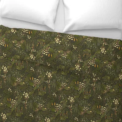 Spoonflower Macro Moss With Fairyflies - Small Wide Cotton Sateen 3.5 oz 26" X 20" Standard Knife Edge