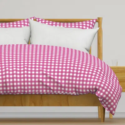 Spoonflower Magenta2 On White Cross Hatch Duvet Cover