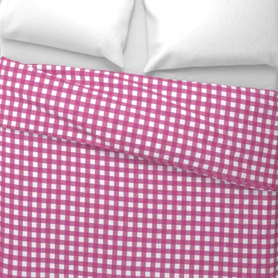 Spoonflower Magenta2 On White Cross Hatch Plaid Copy 3 Euro Pillow Sham