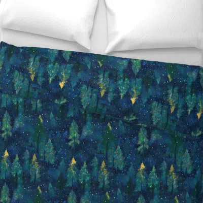 Spoonflower Magical Pine Tree Forest Wide Cotton Sateen 3.5 oz 26" X 20" Standard Knife Edge