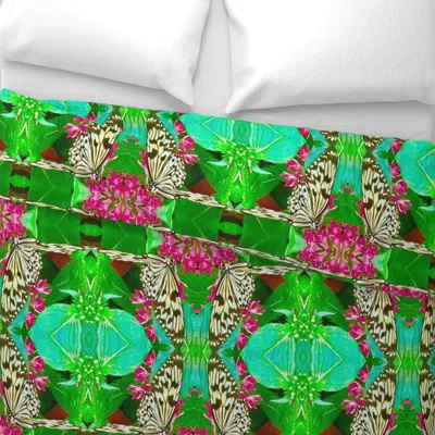 Spoonflower Magical Summer Pink Green Wide Cotton Sateen 3.5 oz 26" X 20" Standard Knife Edge