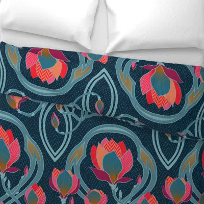 Spoonflower Magnolia Art Nouveau / Big Scale / Wide Cotton Sateen 3.5 oz 26" X 20" Standard Knife Edge
