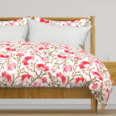 Spoonflower Magnolia Spring Cottage Floral Duvet Cover