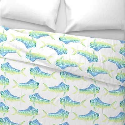Spoonflower Mahi Mahi On White Wide Cotton Sateen 3.5 oz 26" X 20" Standard Knife Edge