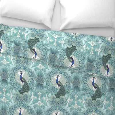 Spoonflower Majestic Peacock In Aqua King Pillow Sham In Blue
