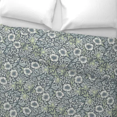 Spoonflower Mallow In Wildflower Blue - William Morris And Kate Faulkner King Pillow Sham