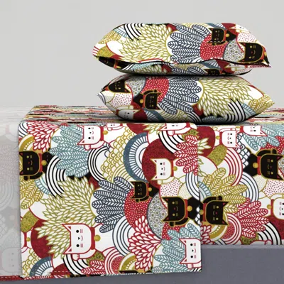 Spoonflower Manekineko Cat Japanese Lucky Cats Garden Maneki Neko Good Luck Talisman Full Sheet Set