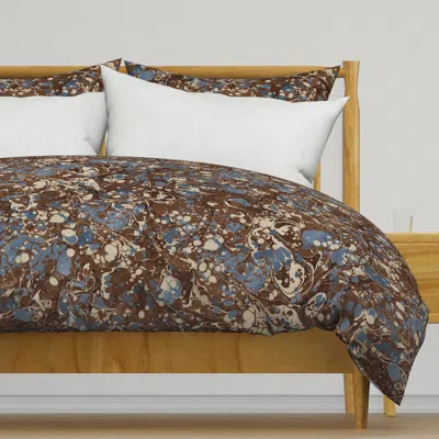 Spoonflower Marbled Browns Blues Cream Duvet Cover