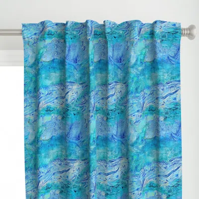 Spoonflower Marbled-paint-blue Curtain Panel