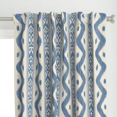 Spoonflower Mariah Ikat Blue Large Curtain Panel