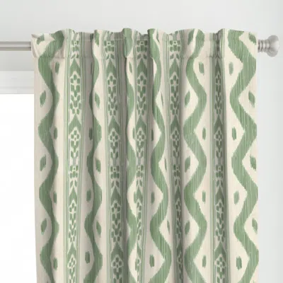 Spoonflower Mariah Ikat Dark Hopper Curtain Panel In Green