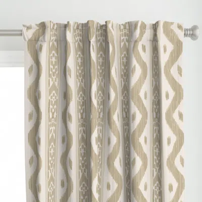 Spoonflower Mariah Ikat Ennis Tan Curtain Panel