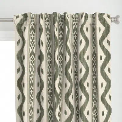 Spoonflower Mariah Ikat Green Large Curtain Panel