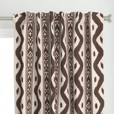 Spoonflower Mariah Ikat Kelly Dark Curtain Panel In Brown