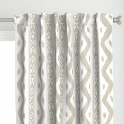 Spoonflower Mariah Ikat Light Beige Curtain Panel In Neutral