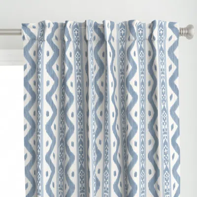 Spoonflower Mariah Ikat Sky And Curtain Panel In Blue