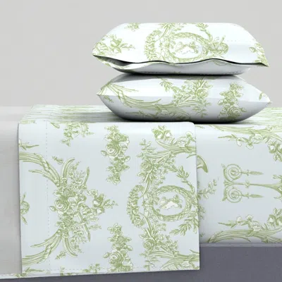 Spoonflower Marie Toile Basil 4 King Sheet Set