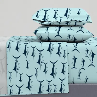 Spoonflower Marlin Ink Blue On Blue (small Scale) Full Sheet Set