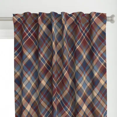 Spoonflower Maroon Tan Blue Brown Curtain Panel