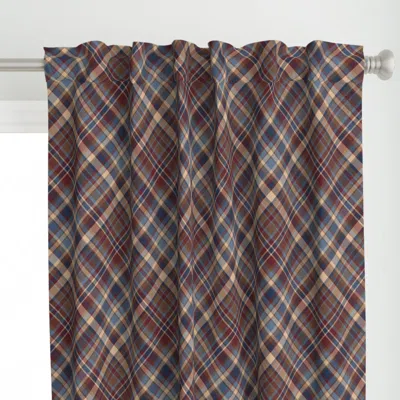 Spoonflower Maroon Tan Blue Brown Curtain Panel