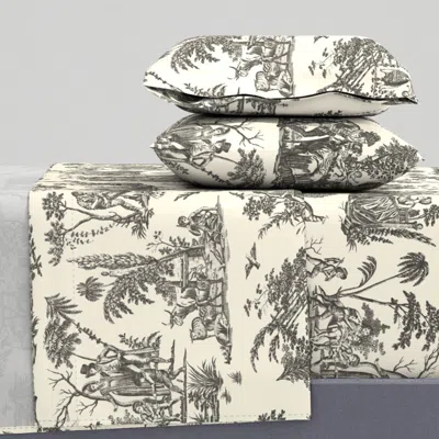Spoonflower Marseilles Toile Black On Cosmic Latte King Sheet Set