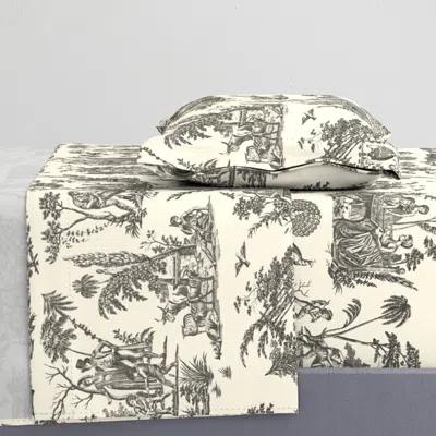 Spoonflower Marseilles Toile Black On Cosmic Latte Twin Xl Sheet Set
