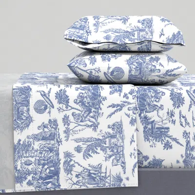 Spoonflower Marseilles Toile Willow Ware Blue And White Full Sheet Set