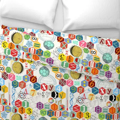 Spoonflower Math In Color ( White ) Wide Cotton Sateen 3.5 oz 26" X 20" Standard Knife Edge