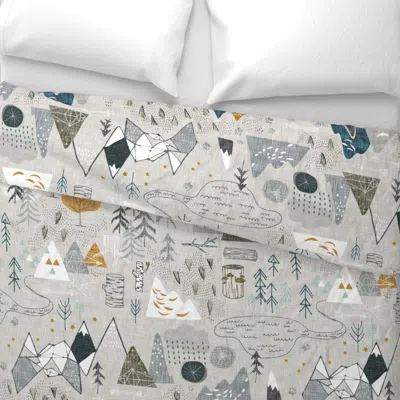 Spoonflower Max's Map (grey) (jumbo) Wide Cotton Sateen 3.5 oz 26" X 20" Standard Knife Edge