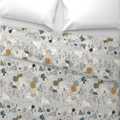 Spoonflower Max's Map (grey) Med Wide Cotton Sateen 3.5 oz 26" X 20" Standard Knife Edge