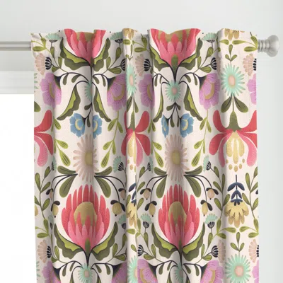 Spoonflower Maximalist Folk Flowers Curtain Panel
