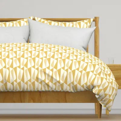 Spoonflower Mcm Geo (med Sungold) Duvet Cover In Yellow