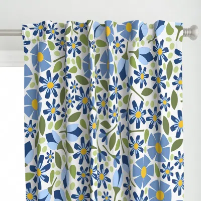 Spoonflower Meadow Blue Extra Large Curtain Panel